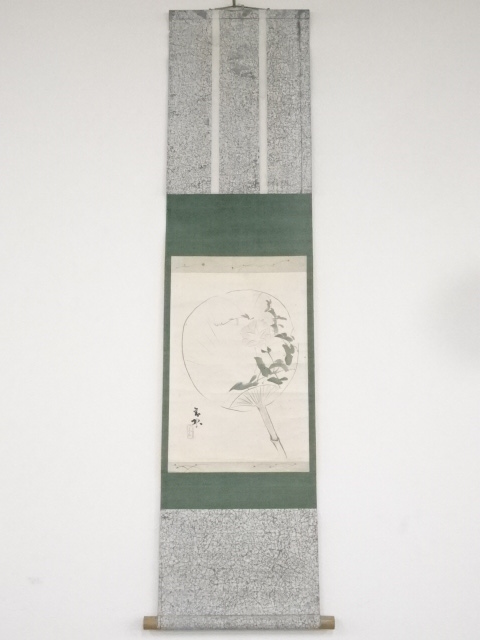 JAPANESE HANGING SCROLL / HAND PAINTED / MORNING GLORY / BY TAISUI SUMA